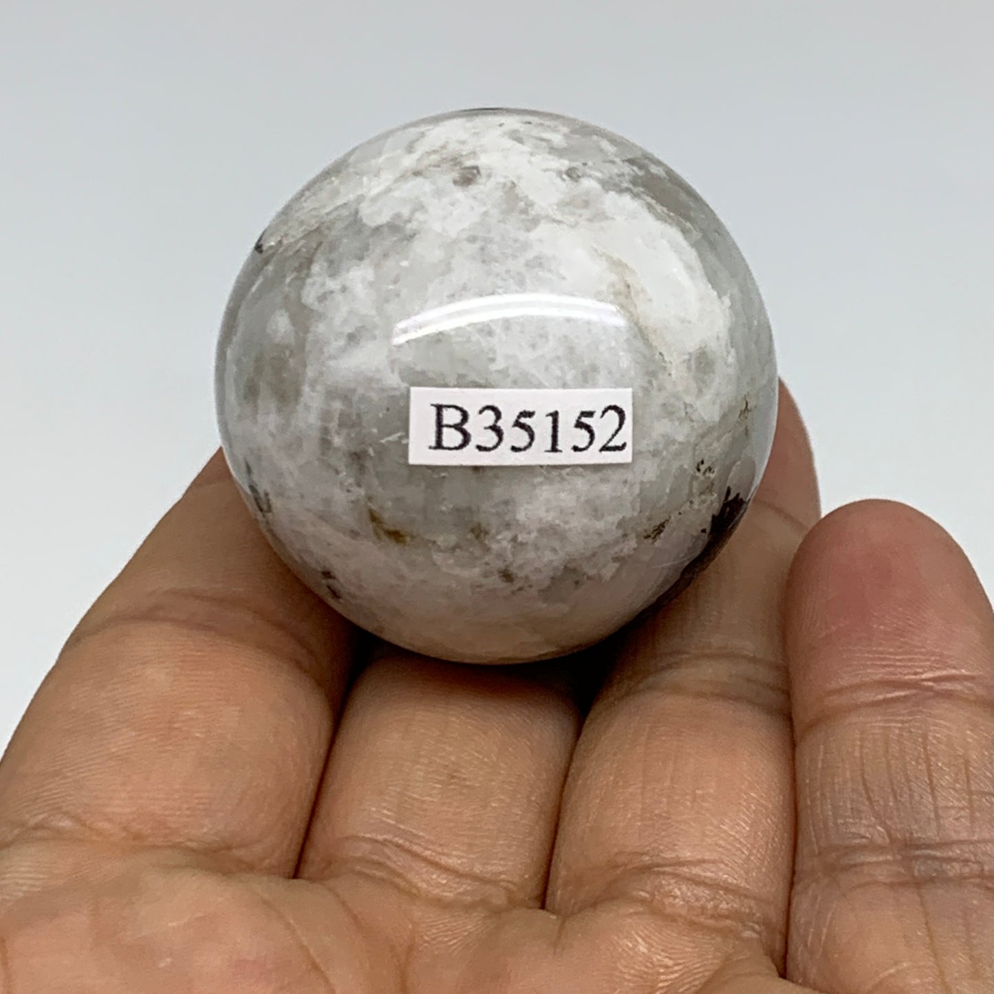 76.6g, 1.5"(39mm), Natural Rainbow Moonstone Sphere Ball Gemstone, B35152