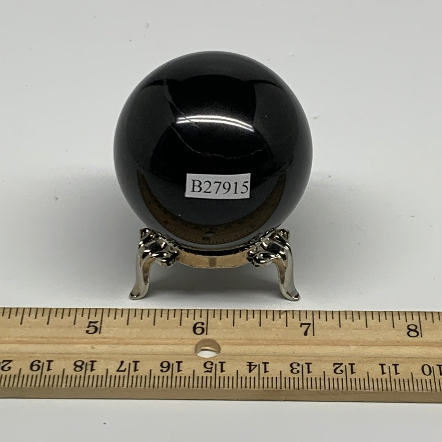 162.2g, 1.8"(47mm), Natural Black Jasper Sphere Ball Gemstone @India, B27915