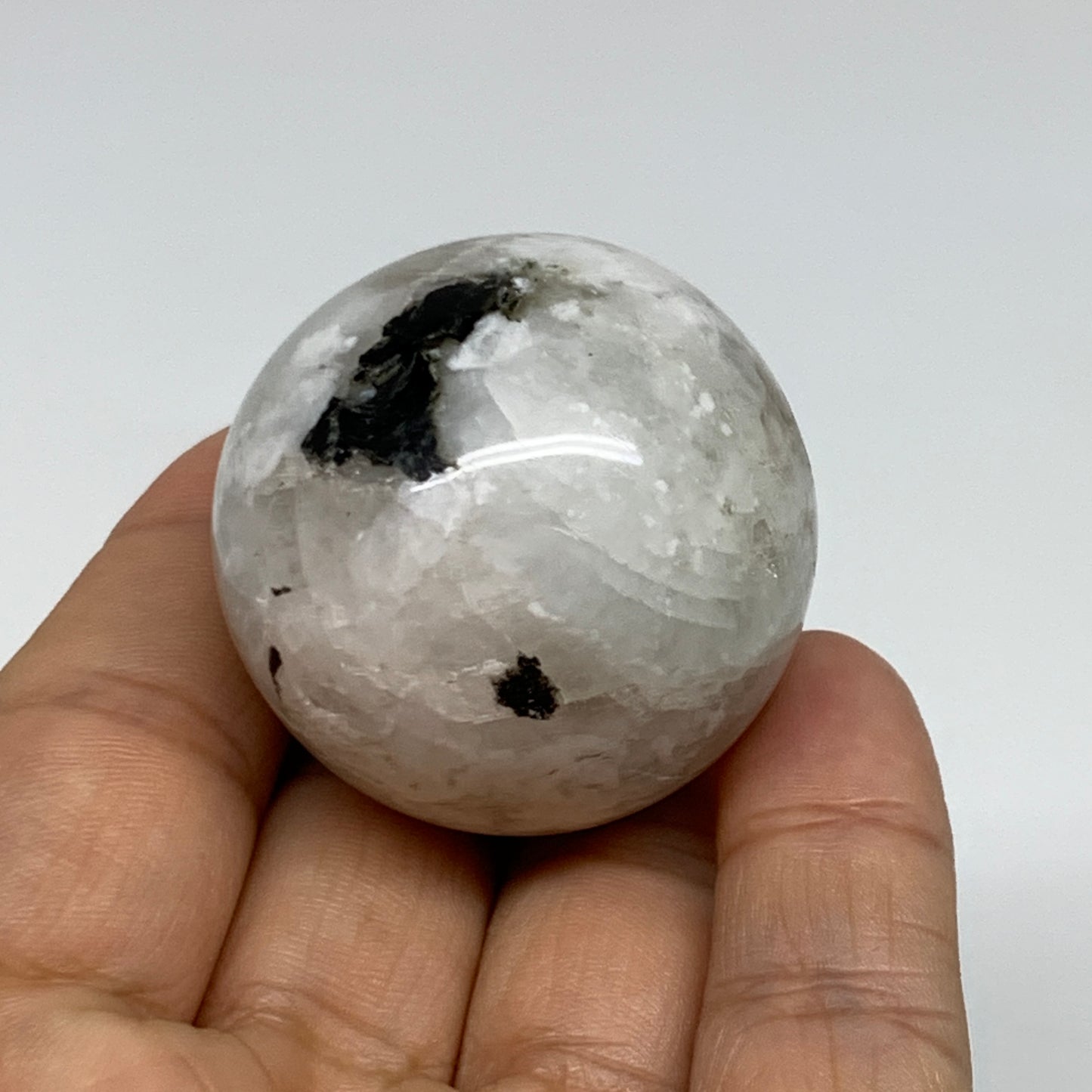 76.6g, 1.5"(39mm), Natural Rainbow Moonstone Sphere Ball Gemstone, B35152
