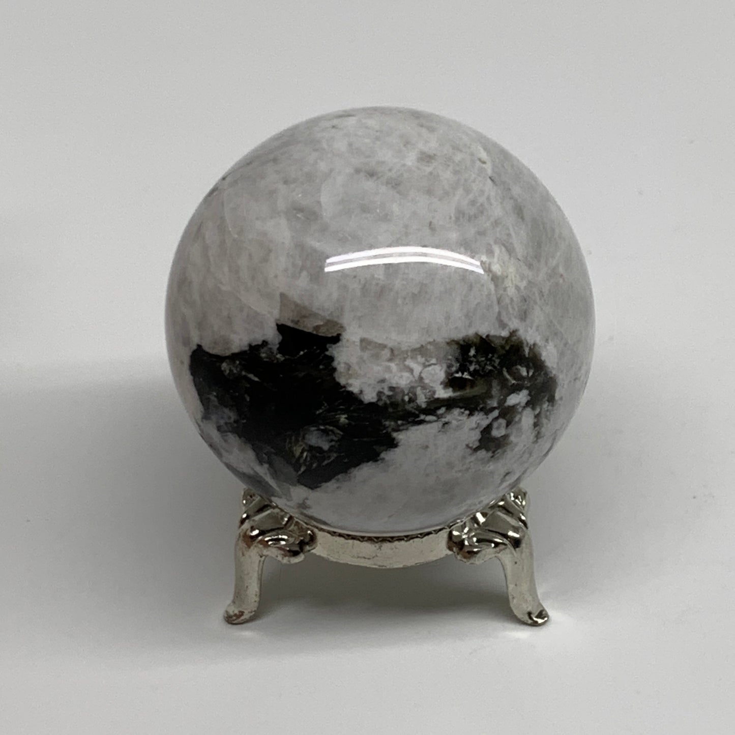 201.3g, 2.1"(52mm), Natural Rainbow Moonstone Sphere Ball Gemstone, B34365