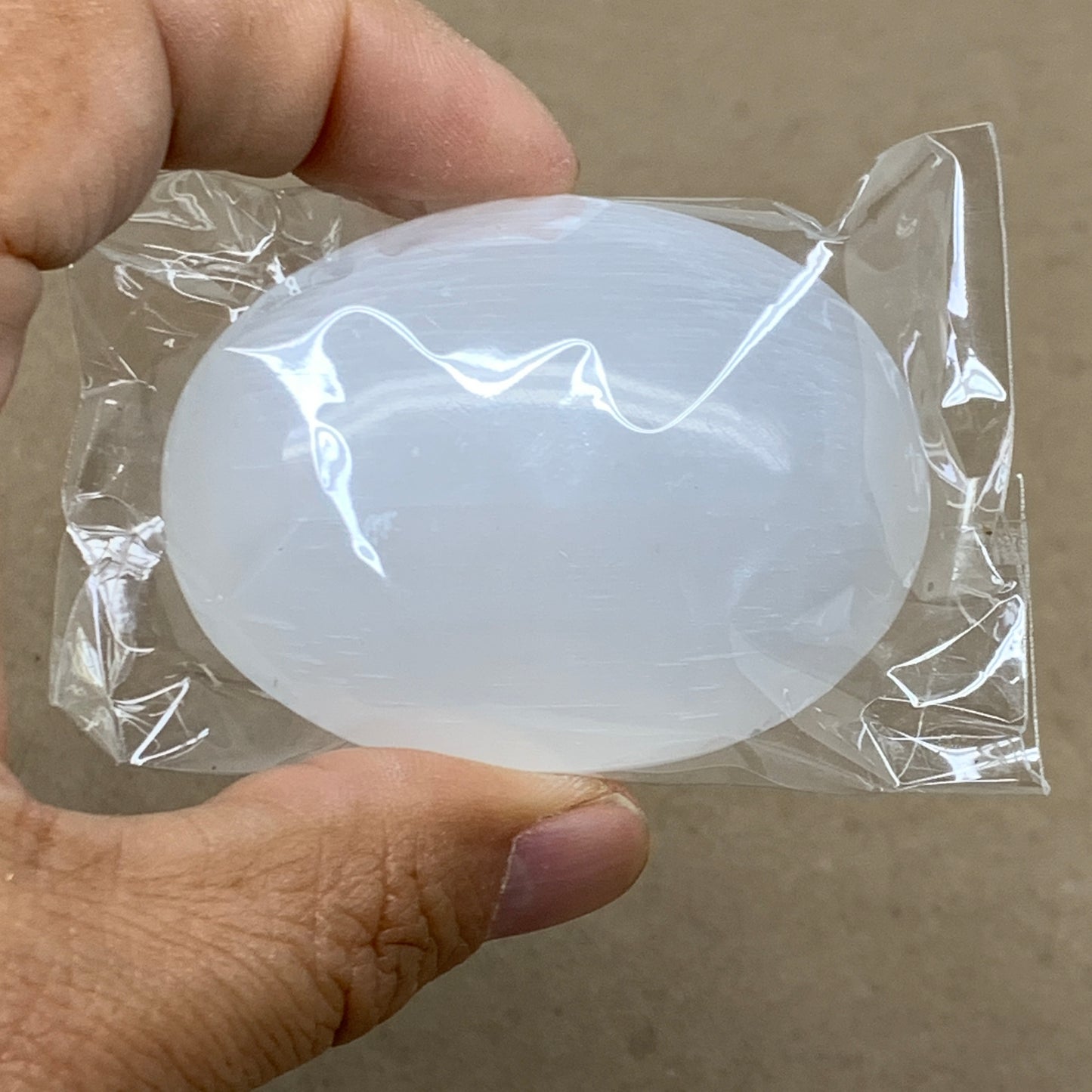 153g, 2.4"x1.8"x1", 2pcs, White Selenite Palmstone Crystal Pillow, B36880