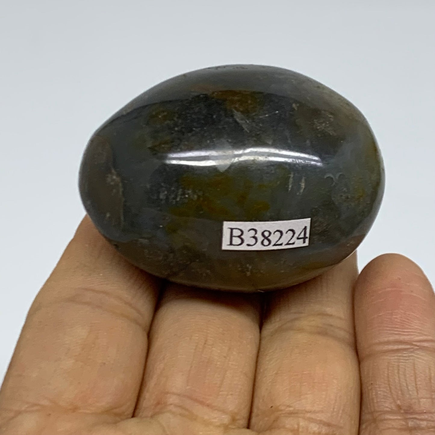 79.2g, 2"x1.5"x1.3" Natural Ocean Jasper Palm-Stone Orbicular Jasper, B38224