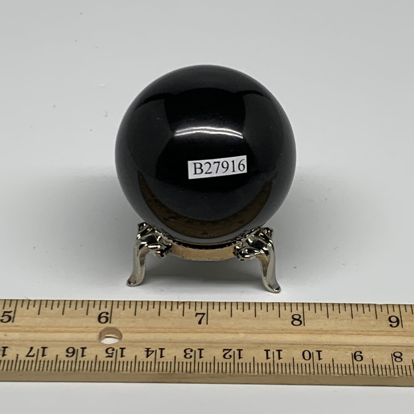 162.8g, 1.9"(47mm), Natural Black Jasper Sphere Ball Gemstone @India, B27916