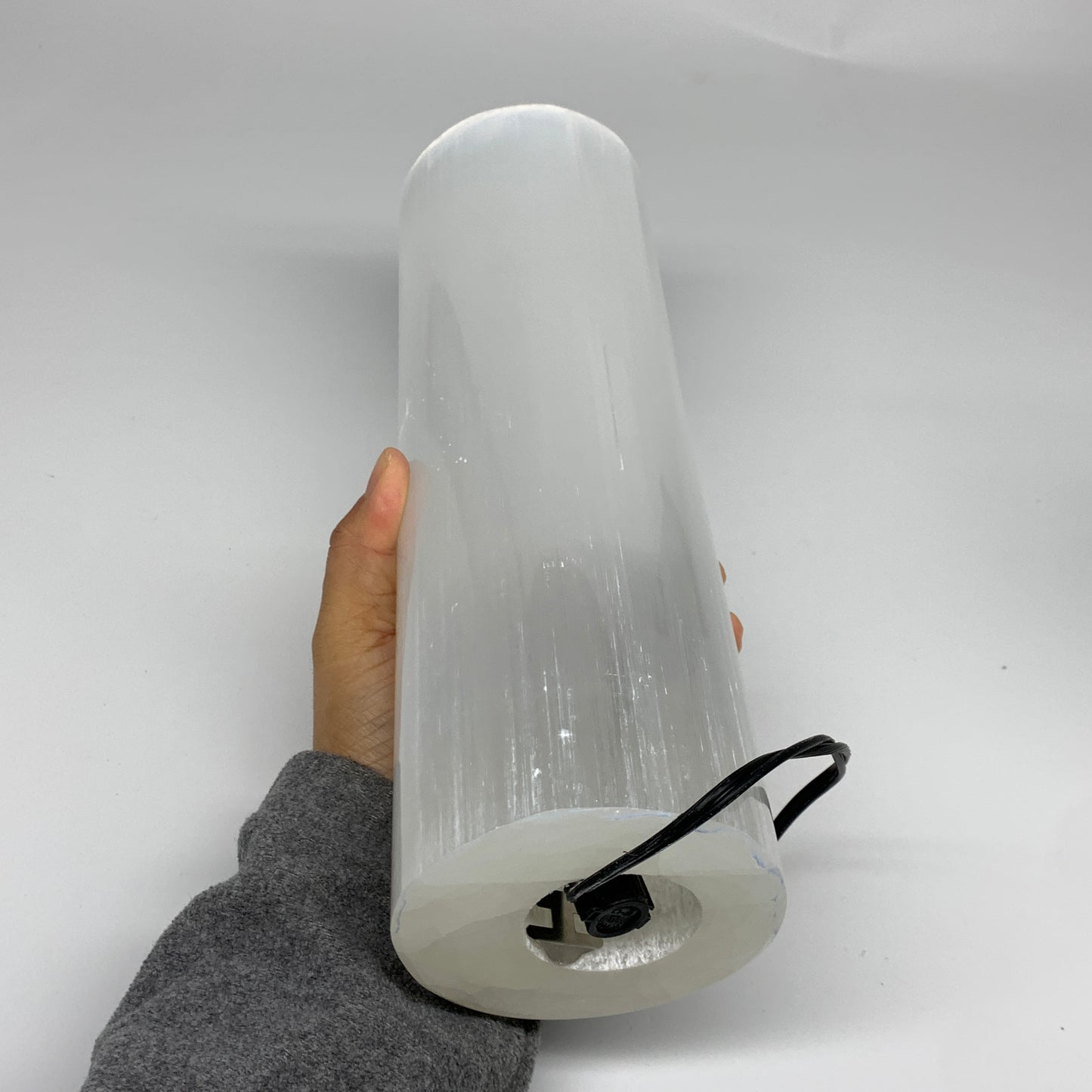 9.5 lbs, 11.6"x3.6" Cylinder Selenite (Satin Spar) Lamp Tower W/Chord, B35818