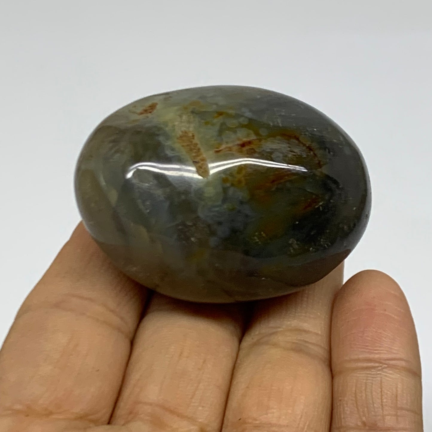79.2g, 2"x1.5"x1.3" Natural Ocean Jasper Palm-Stone Orbicular Jasper, B38224