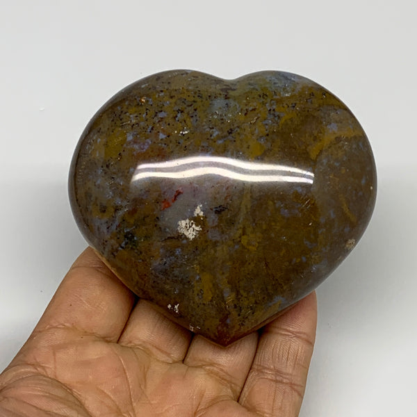 0.69 lbs, 3"x3.2"x1.5" Ocean Jasper Heart Polished Healing Crystal, B30898