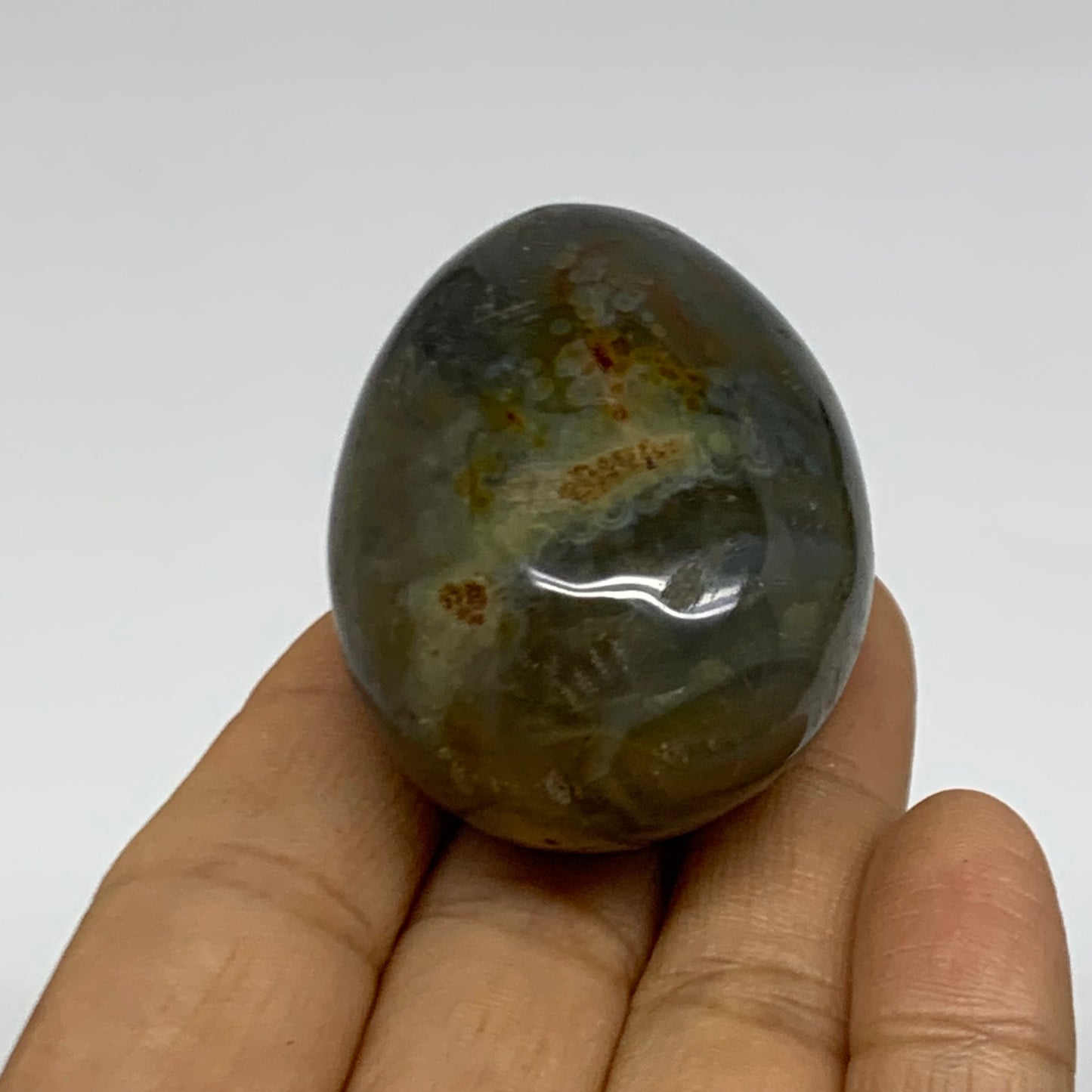 79.2g, 2"x1.5"x1.3" Natural Ocean Jasper Palm-Stone Orbicular Jasper, B38224