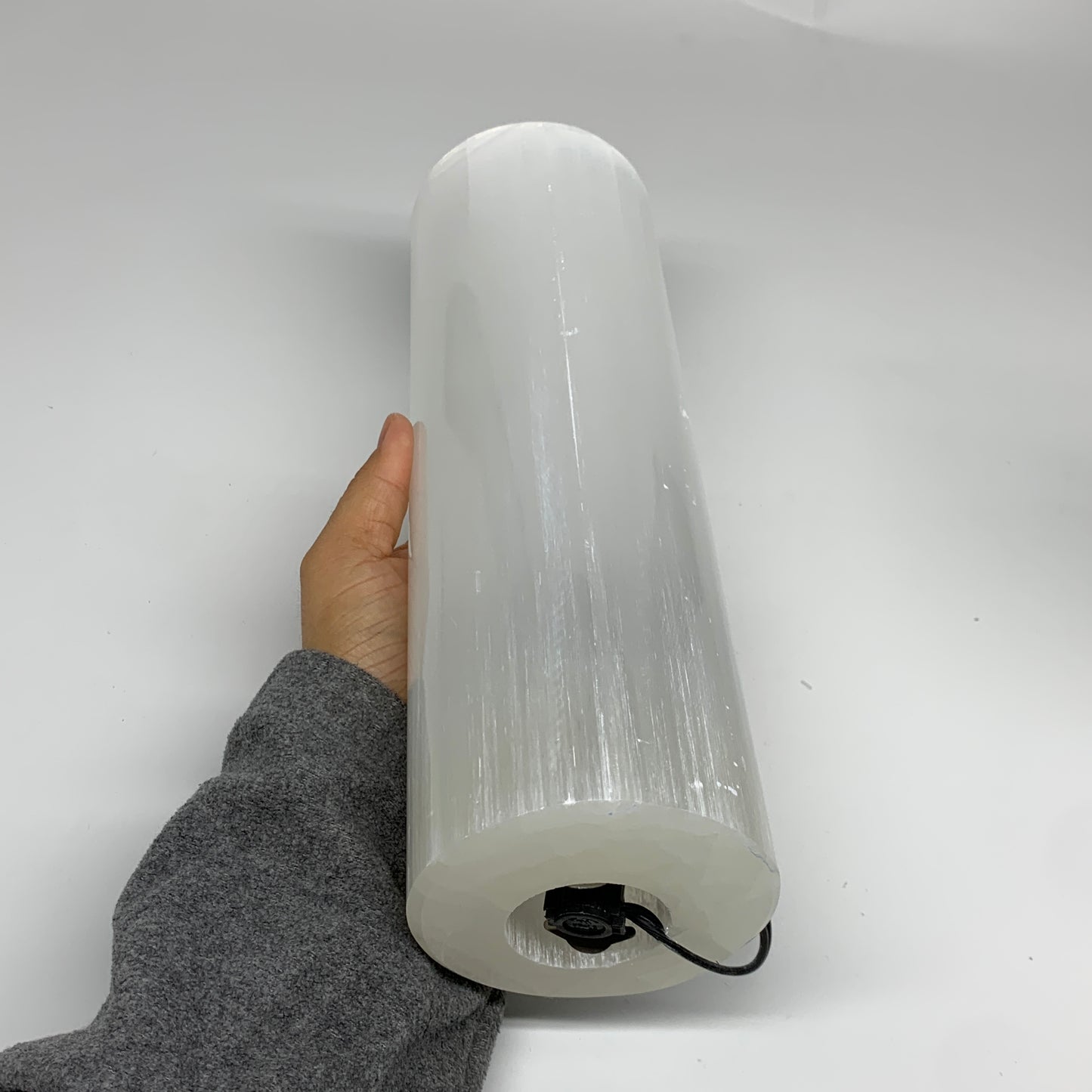 9.5 lbs, 11.6"x3.6" Cylinder Selenite (Satin Spar) Lamp Tower W/Chord, B35818
