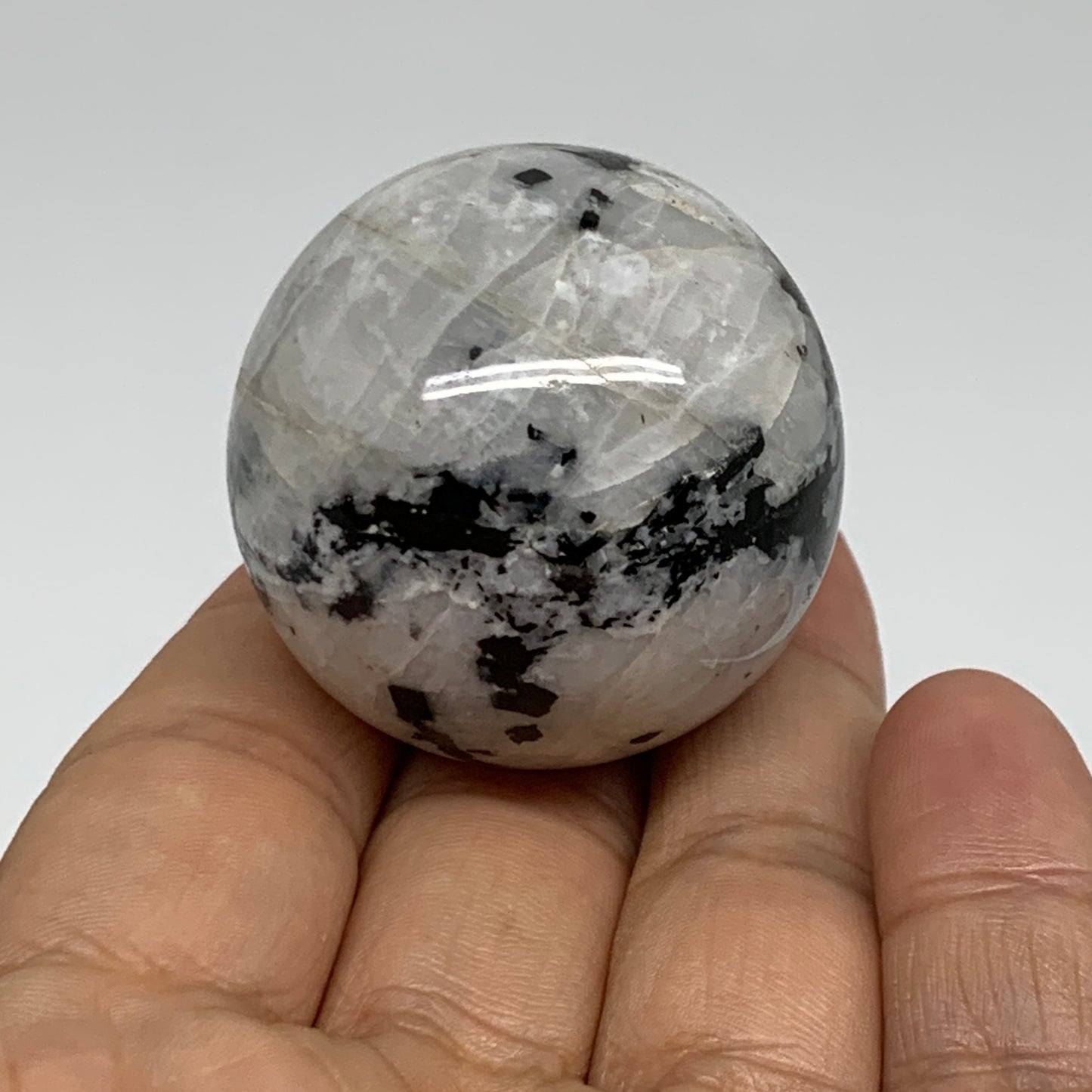 81.7g, 1.5"(39mm), Natural Rainbow Moonstone Sphere Ball Gemstone, B35153