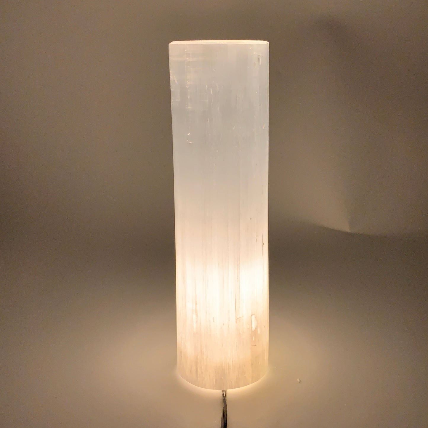 7.6 lbs, 11.6"x3.4" Cylinder Selenite (Satin Spar) Lamp Tower W/Chord, B35819
