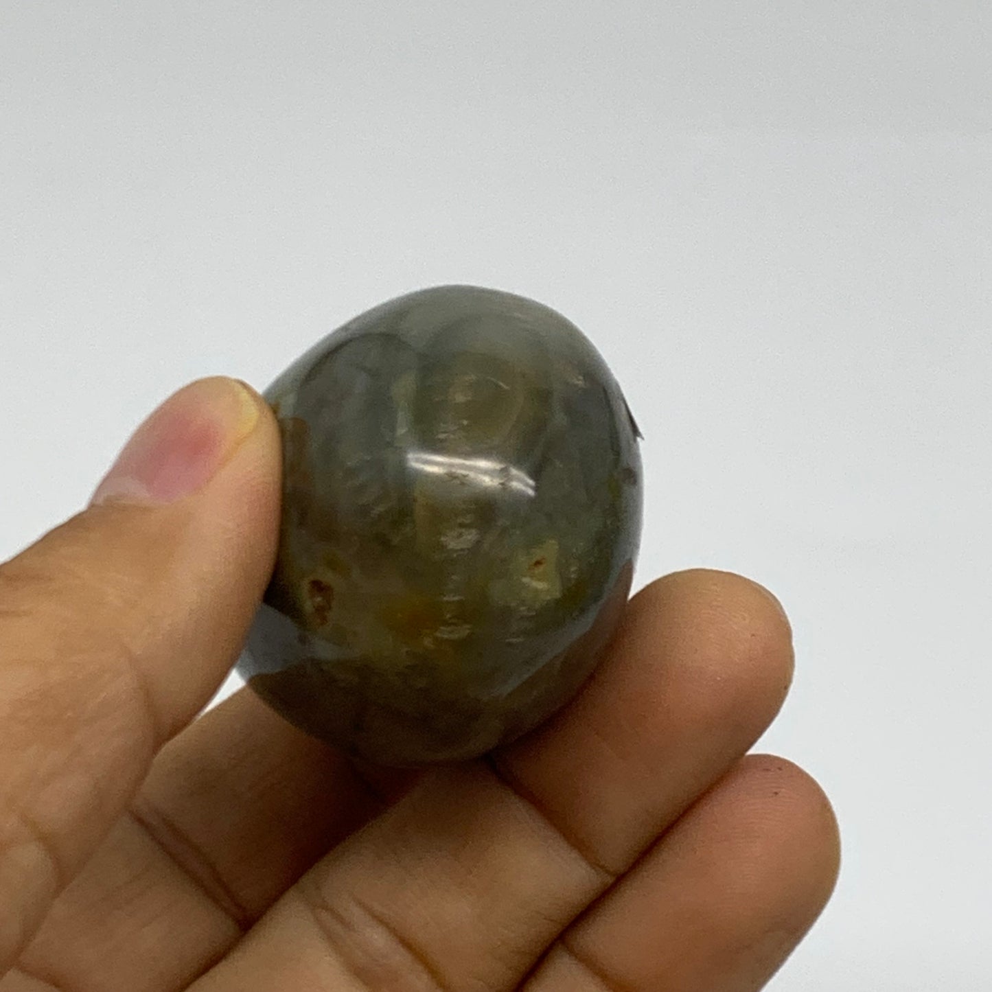 79.2g, 2"x1.5"x1.3" Natural Ocean Jasper Palm-Stone Orbicular Jasper, B38224