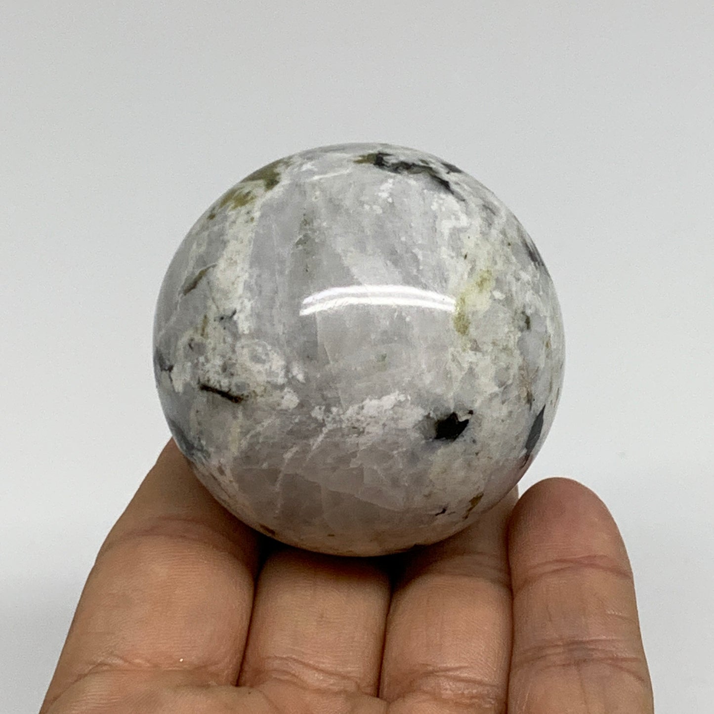 171.9g, 2"(50mm), Natural Rainbow Moonstone Sphere Ball Gemstone, B34367