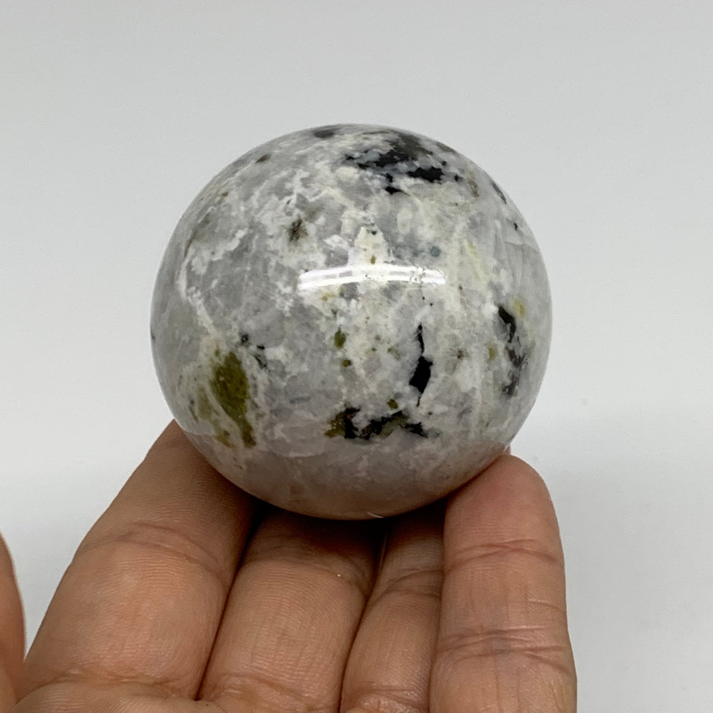 171.9g, 2"(50mm), Natural Rainbow Moonstone Sphere Ball Gemstone, B34367