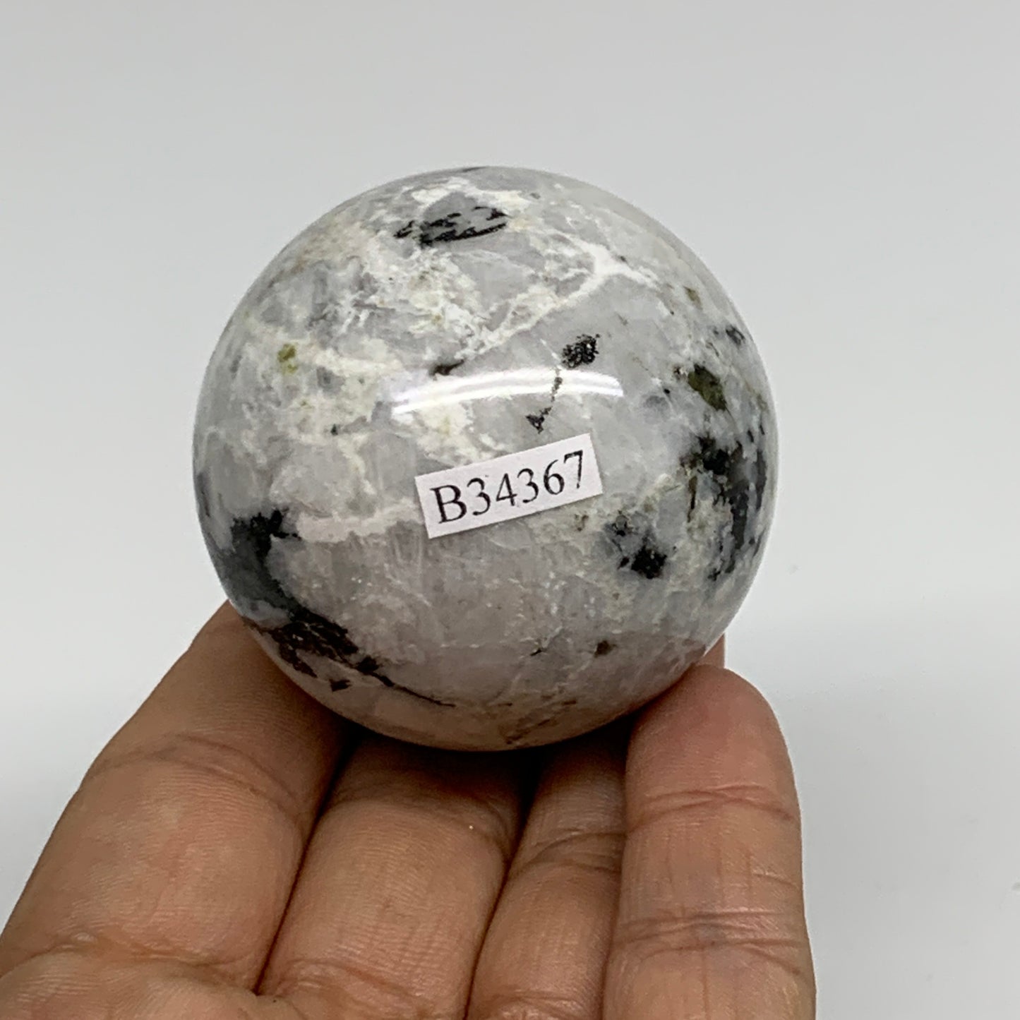 171.9g, 2"(50mm), Natural Rainbow Moonstone Sphere Ball Gemstone, B34367