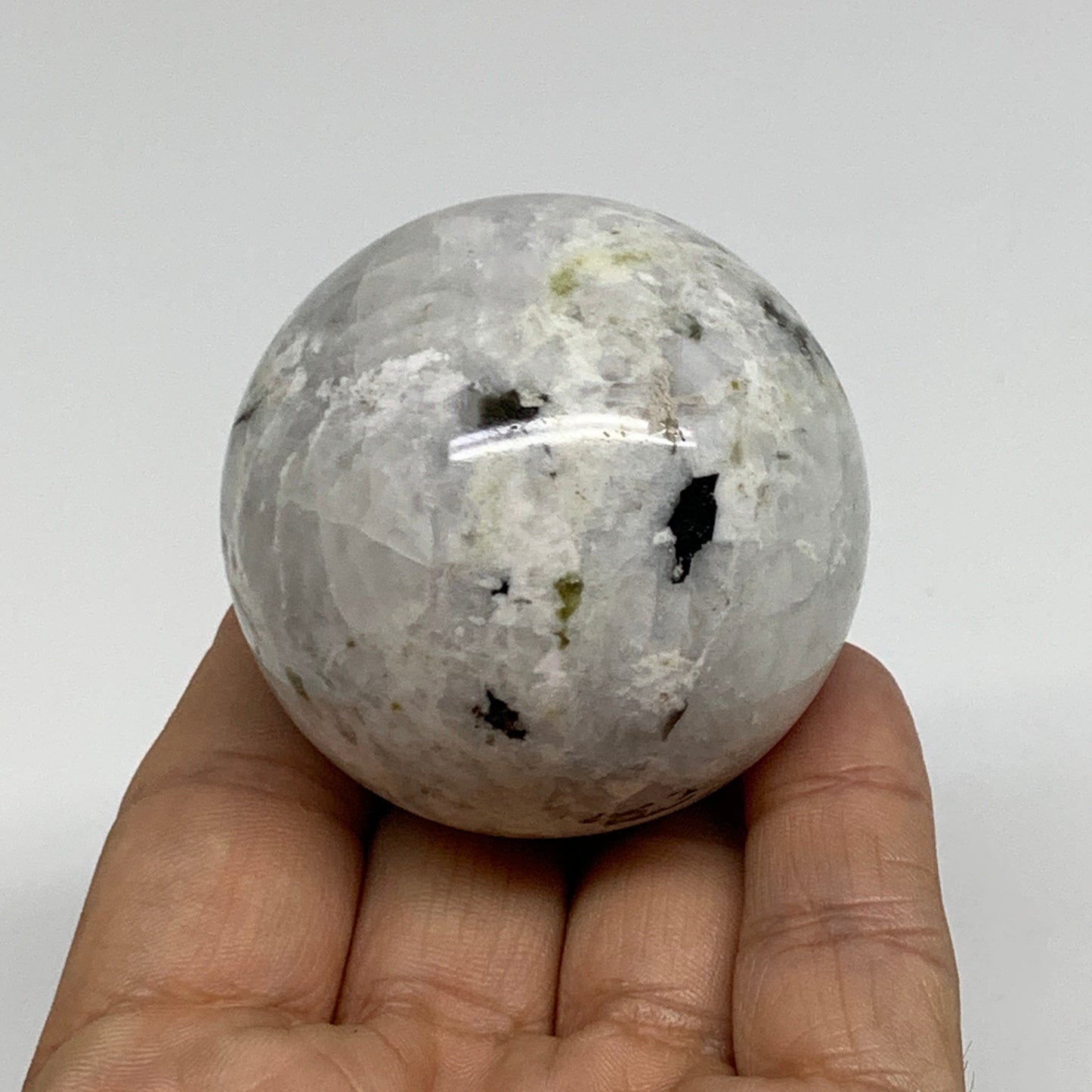 171.9g, 2"(50mm), Natural Rainbow Moonstone Sphere Ball Gemstone, B34367