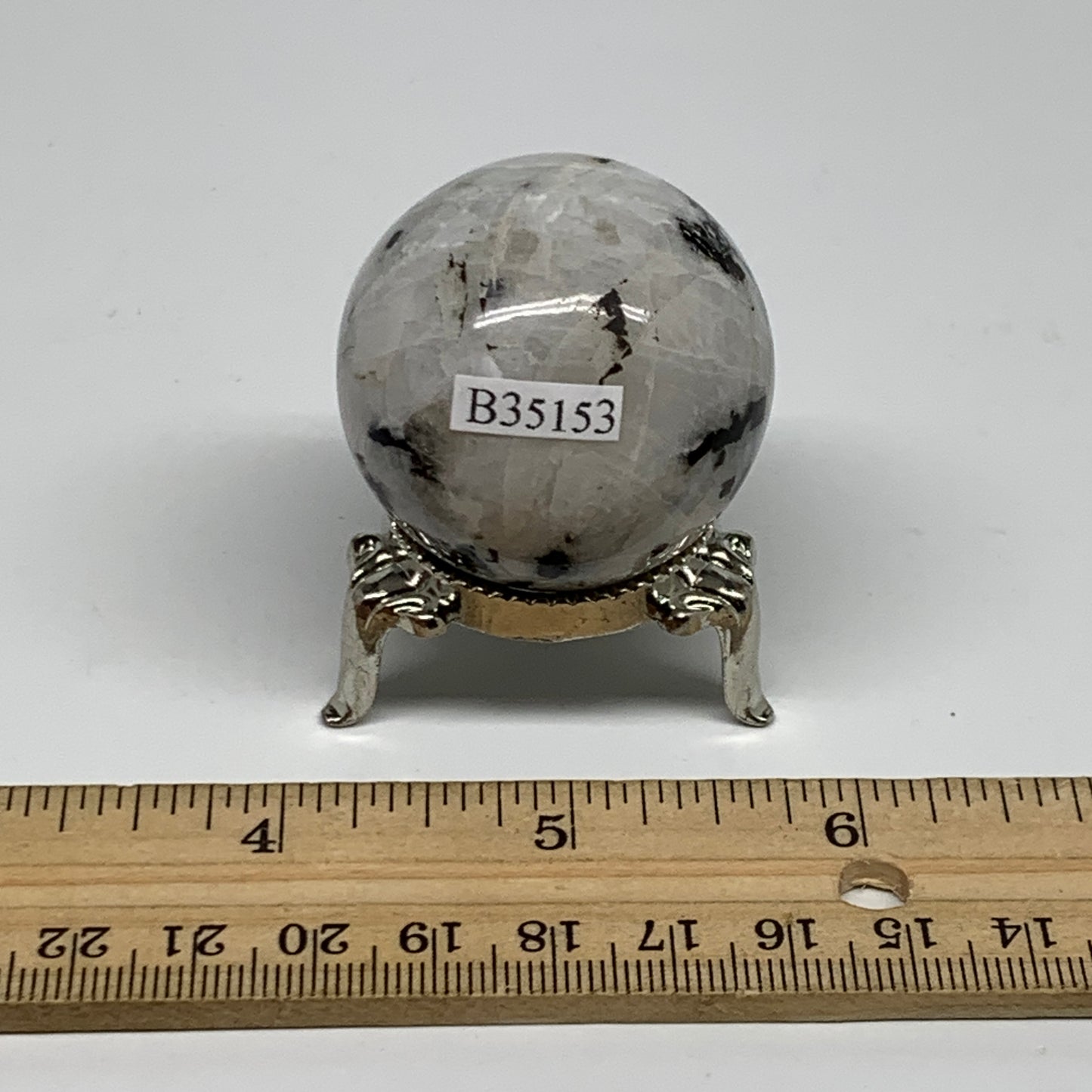 81.7g, 1.5"(39mm), Natural Rainbow Moonstone Sphere Ball Gemstone, B35153