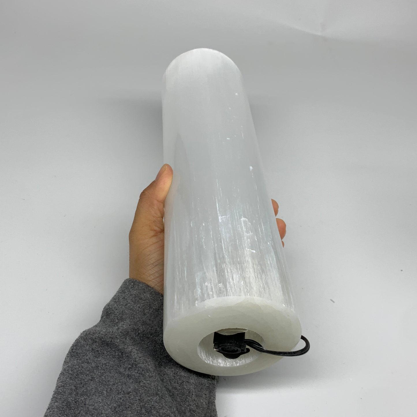 7.6 lbs, 11.6"x3.4" Cylinder Selenite (Satin Spar) Lamp Tower W/Chord, B35819
