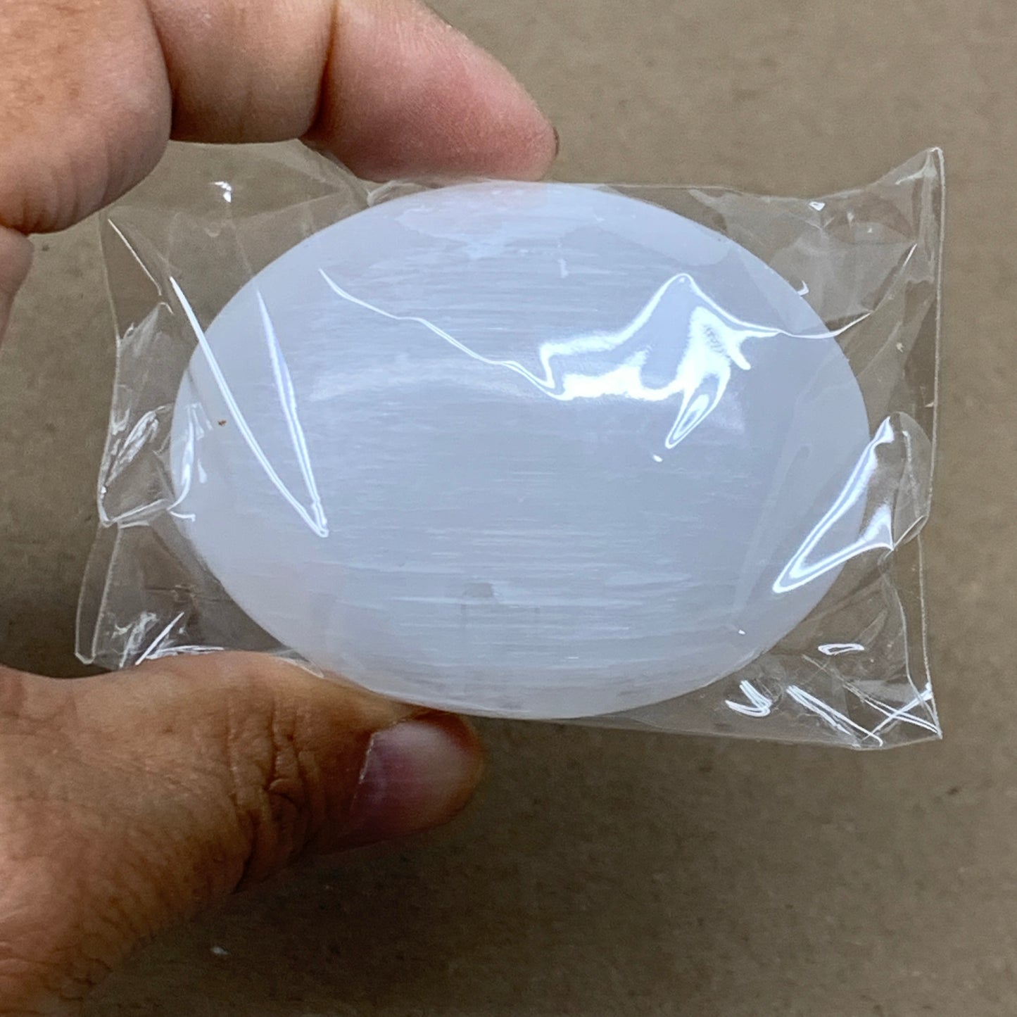 153g, 2.4"x1.8"x1", 2pcs, White Selenite Palmstone Crystal Pillow, B36882