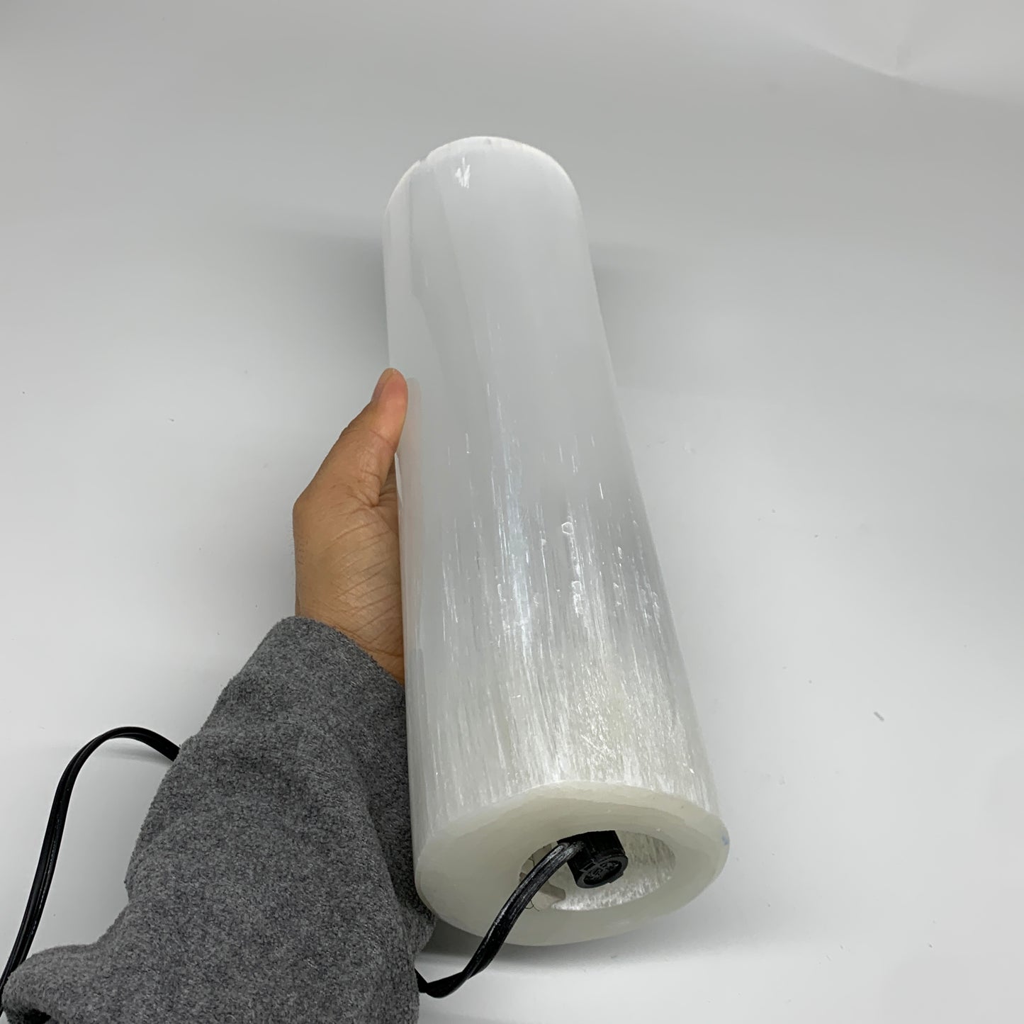 7.6 lbs, 11.6"x3.4" Cylinder Selenite (Satin Spar) Lamp Tower W/Chord, B35819