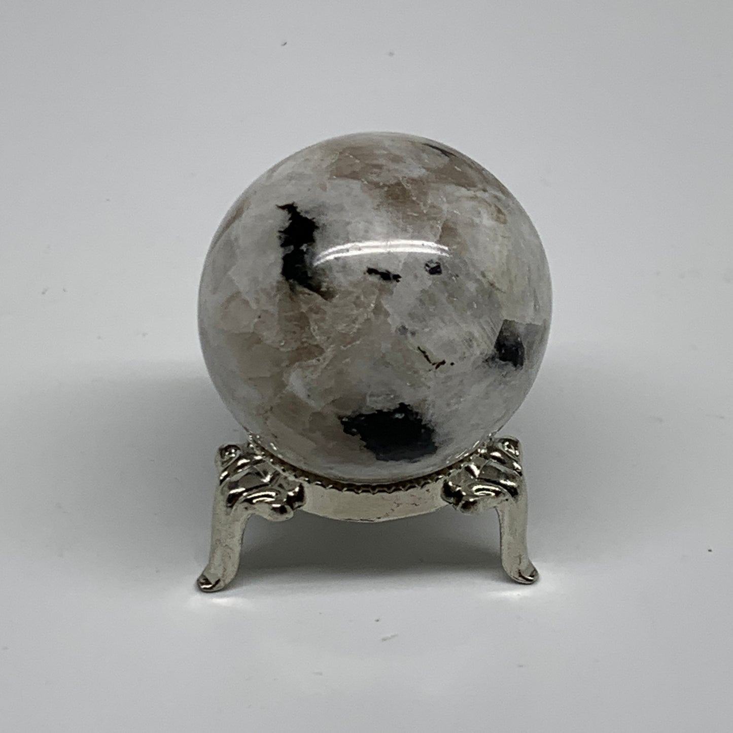 99.9g, 1.7"(41mm), Natural Rainbow Moonstone Sphere Ball Gemstone, B35154