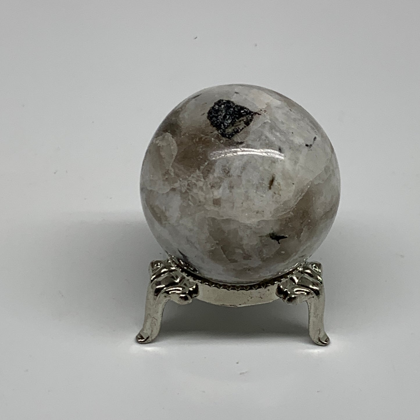 99.9g, 1.7"(41mm), Natural Rainbow Moonstone Sphere Ball Gemstone, B35154