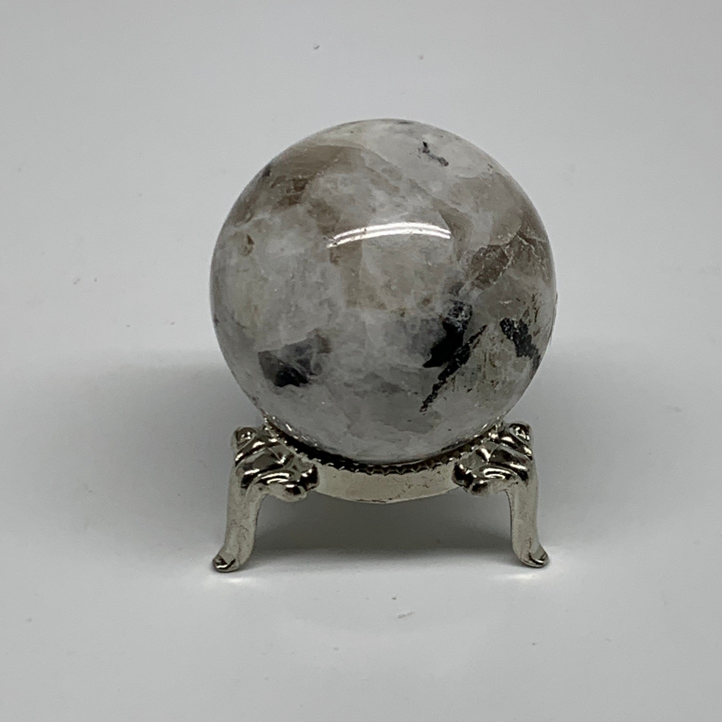 99.9g, 1.7"(41mm), Natural Rainbow Moonstone Sphere Ball Gemstone, B35154