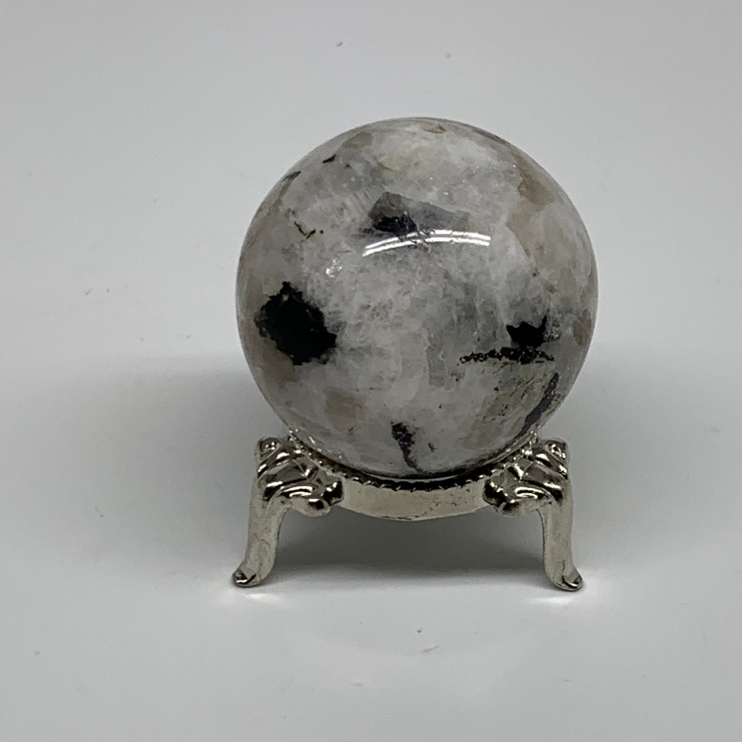 99.9g, 1.7"(41mm), Natural Rainbow Moonstone Sphere Ball Gemstone, B35154