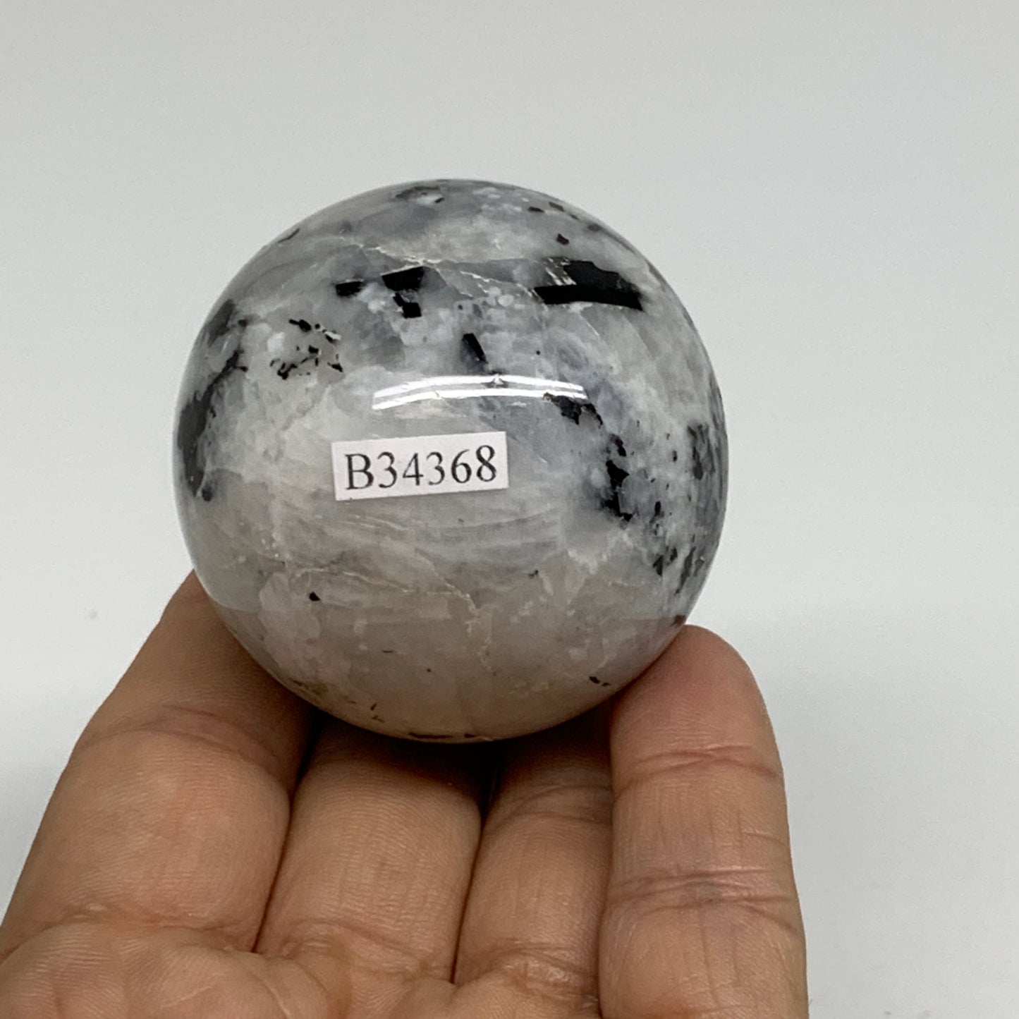 167.6g, 1.9"(49mm), Natural Rainbow Moonstone Sphere Ball Gemstone, B34368