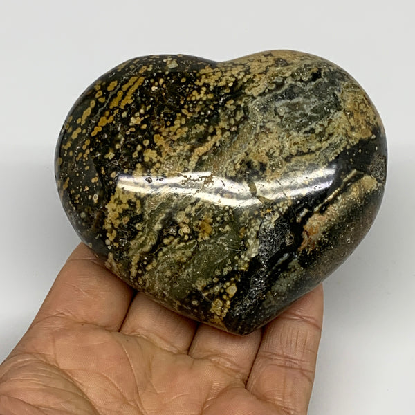0.72 lbs, 3.1"x3.5"x1.4" Ocean Jasper Heart Polished Healing Crystal, B30896