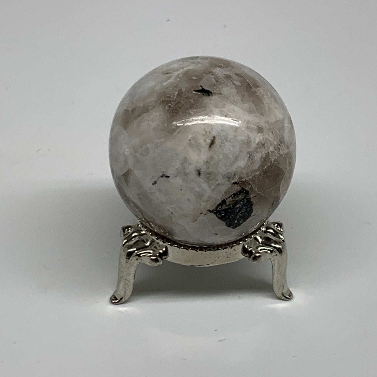 99.9g, 1.7"(41mm), Natural Rainbow Moonstone Sphere Ball Gemstone, B35154