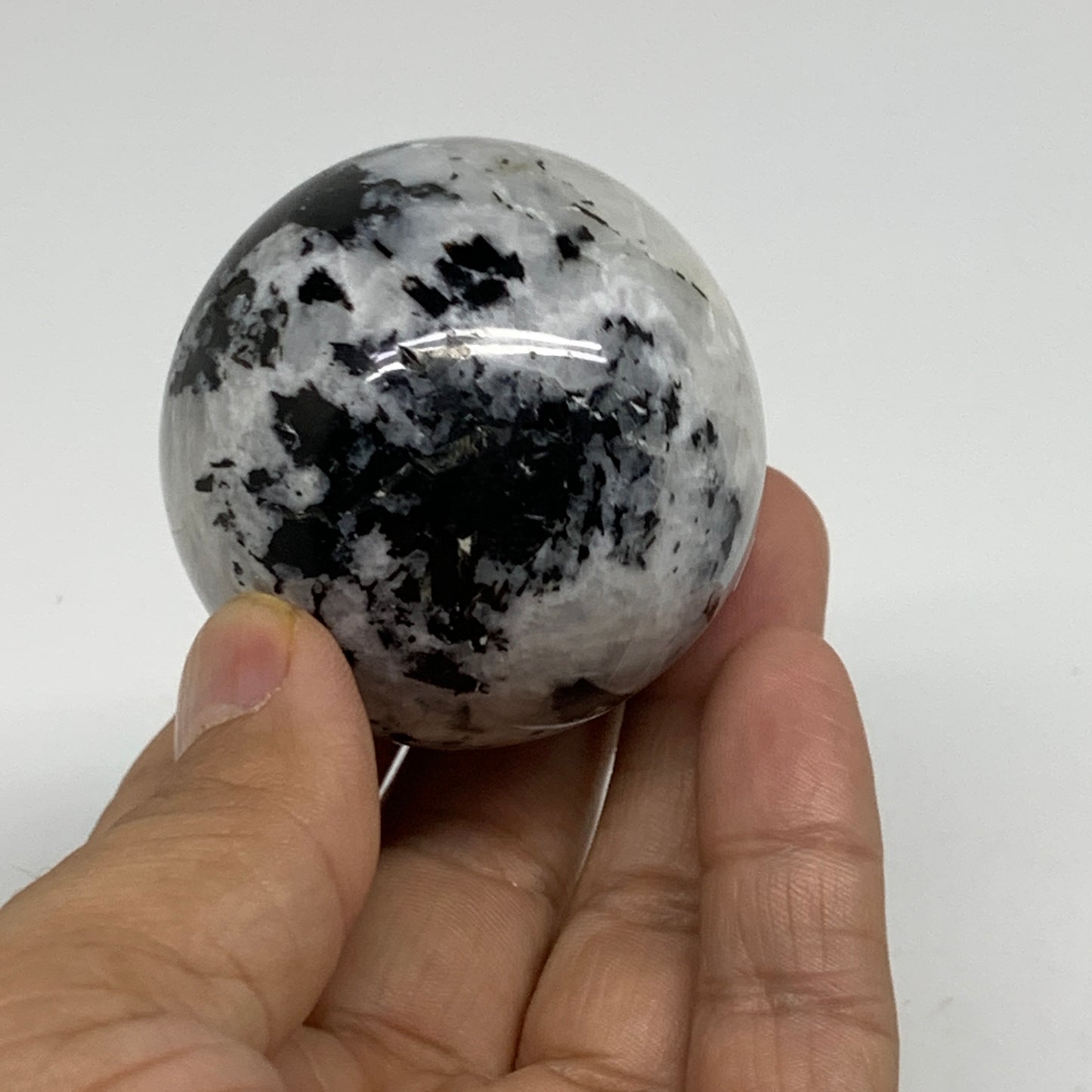 167.6g, 1.9"(49mm), Natural Rainbow Moonstone Sphere Ball Gemstone, B34368