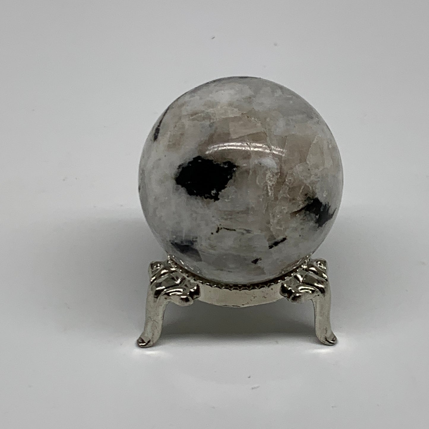 99.9g, 1.7"(41mm), Natural Rainbow Moonstone Sphere Ball Gemstone, B35154