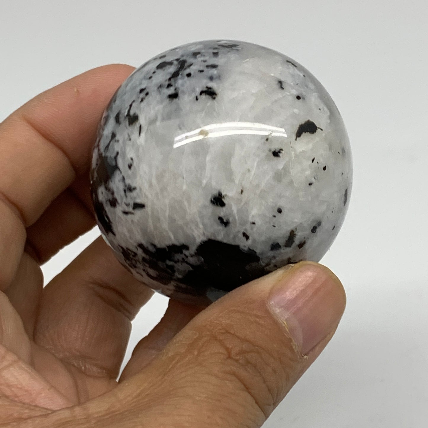 167.6g, 1.9"(49mm), Natural Rainbow Moonstone Sphere Ball Gemstone, B34368