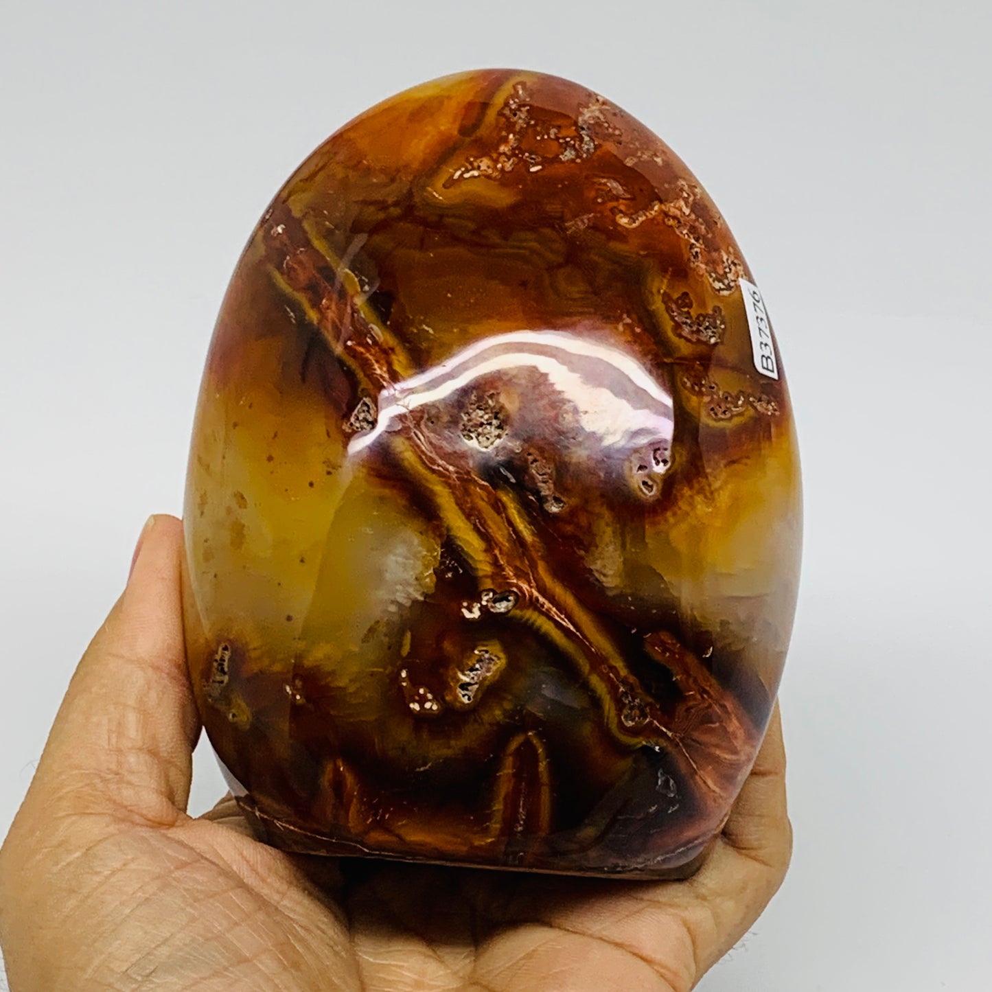 1.46 lbs, 4.5"x3.5"x1.6"Natural Red Carnelian Freeform Polished Gemstone, B37376