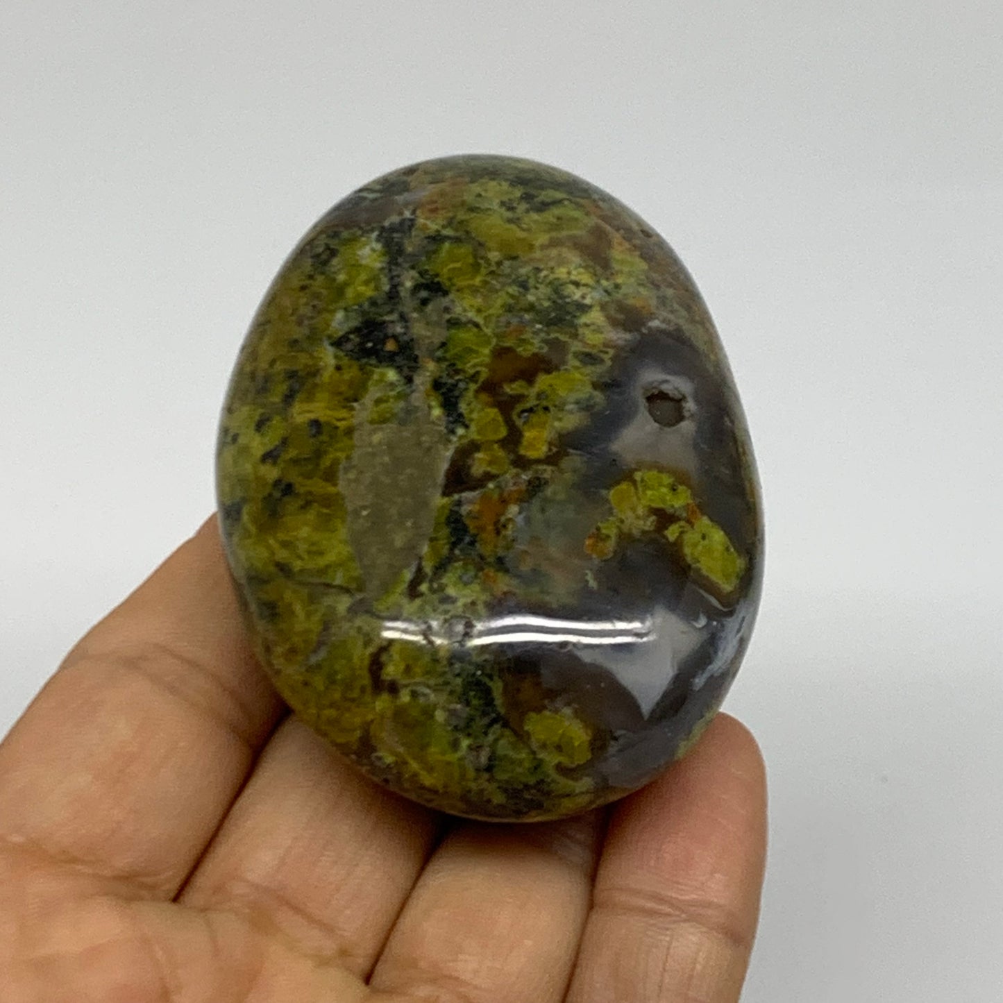 127.4g, 2.8"x1.9"x1.2", Green Opal Crystal PalmStone Polished Reiki, B38227