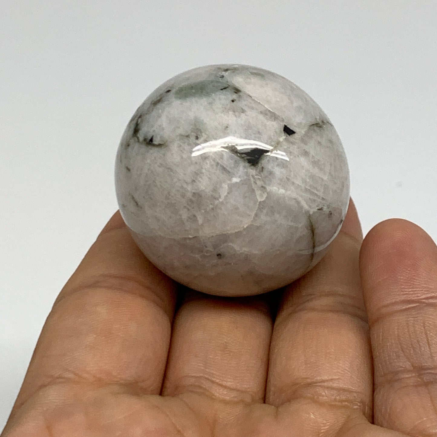 78.5g, 1.5"(38mm), Natural Rainbow Moonstone Sphere Ball Gemstone, B35155
