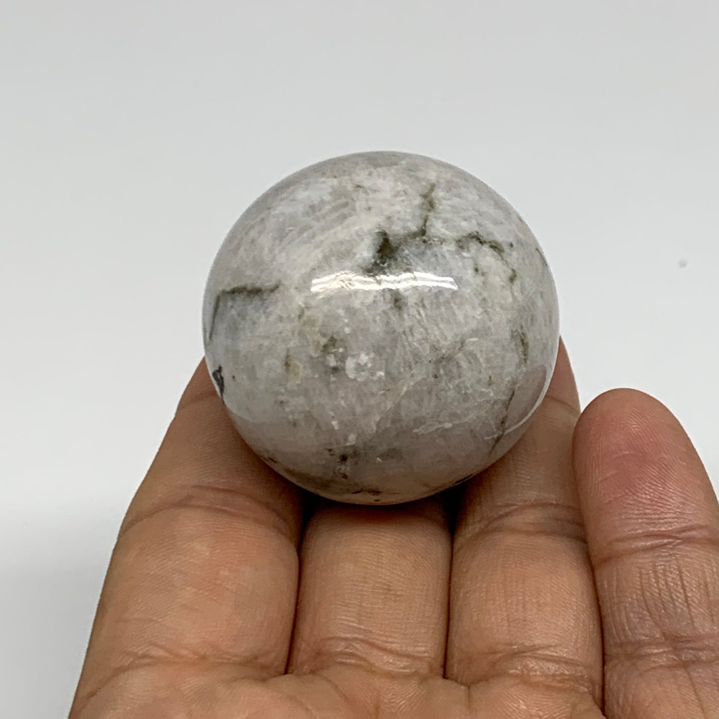 78.5g, 1.5"(38mm), Natural Rainbow Moonstone Sphere Ball Gemstone, B35155