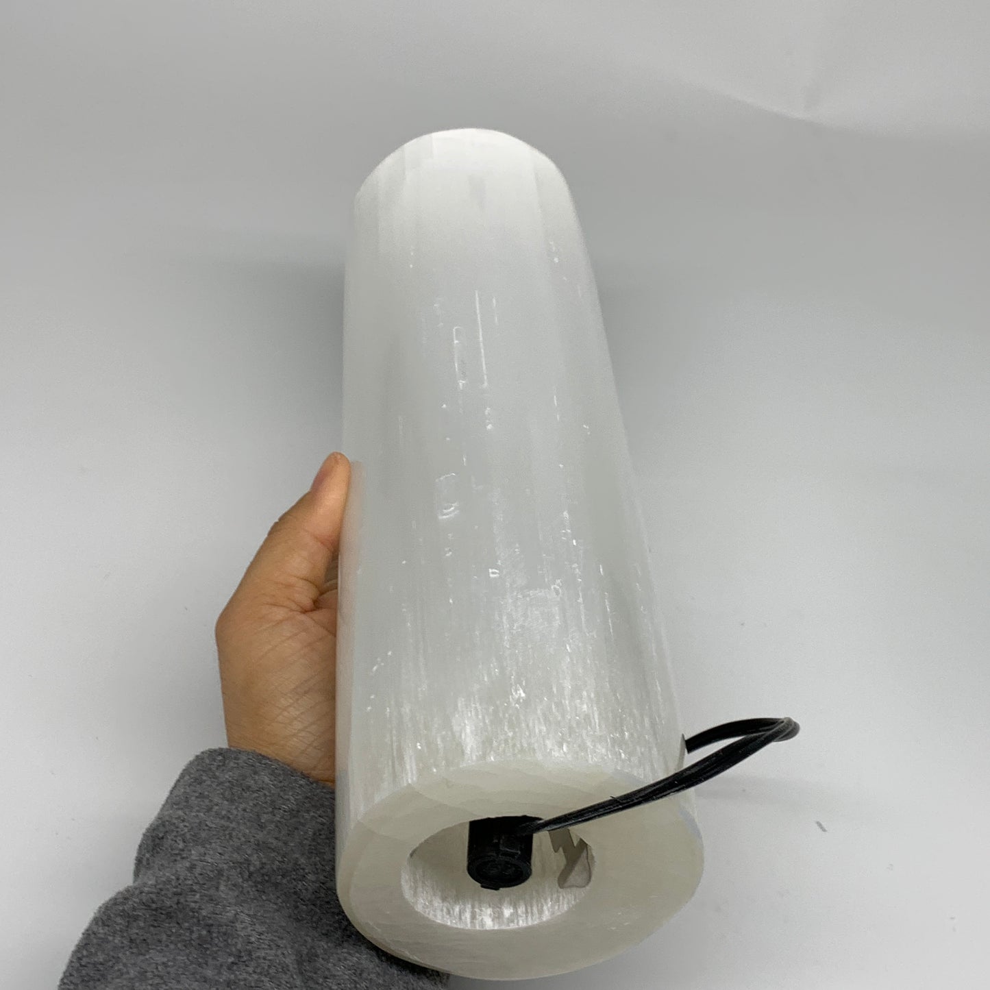 8.1 lbs, 11.5"x3.5" Cylinder Selenite (Satin Spar) Lamp Tower W/Chord, B35820