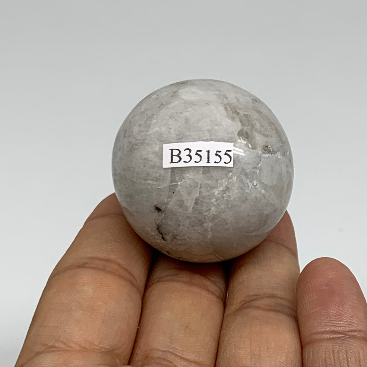 78.5g, 1.5"(38mm), Natural Rainbow Moonstone Sphere Ball Gemstone, B35155