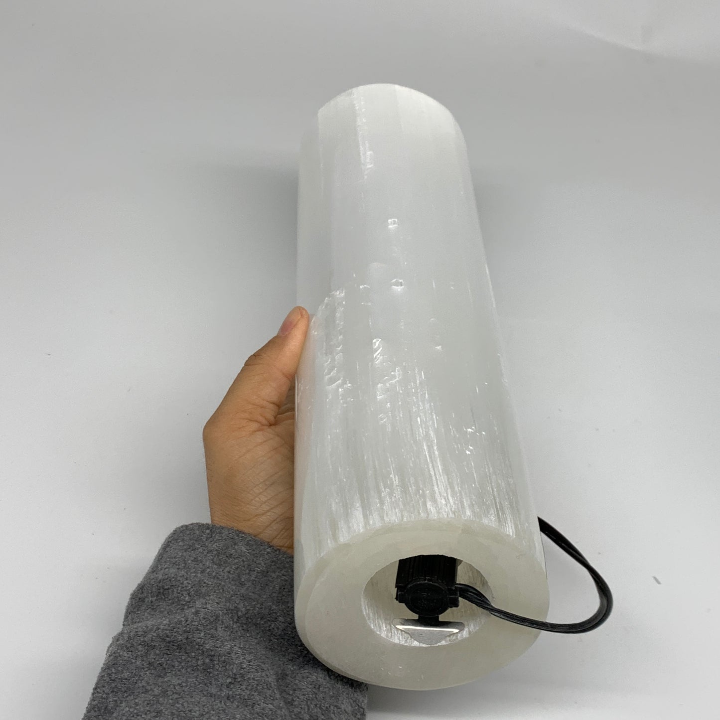8.1 lbs, 11.5"x3.5" Cylinder Selenite (Satin Spar) Lamp Tower W/Chord, B35820