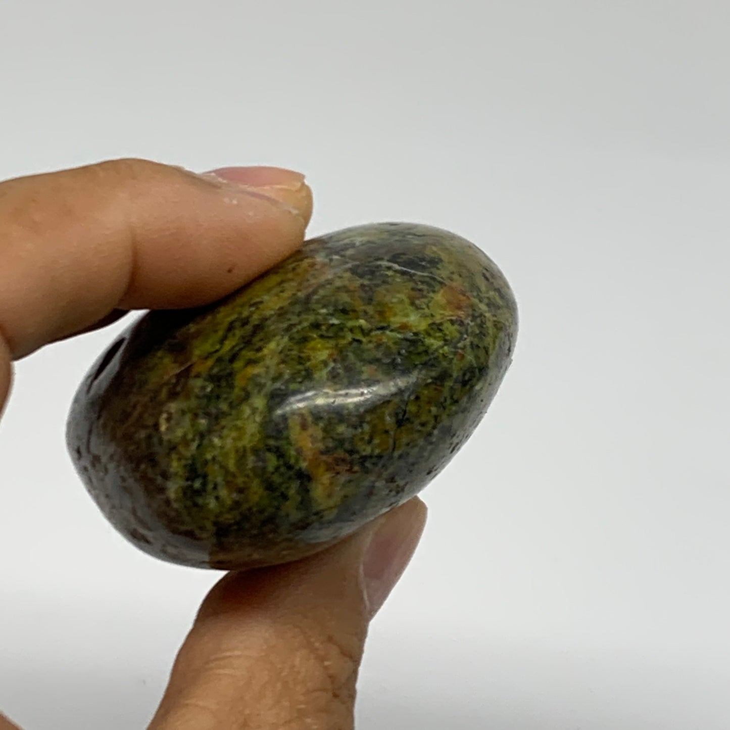 127.4g, 2.8"x1.9"x1.2", Green Opal Crystal PalmStone Polished Reiki, B38227