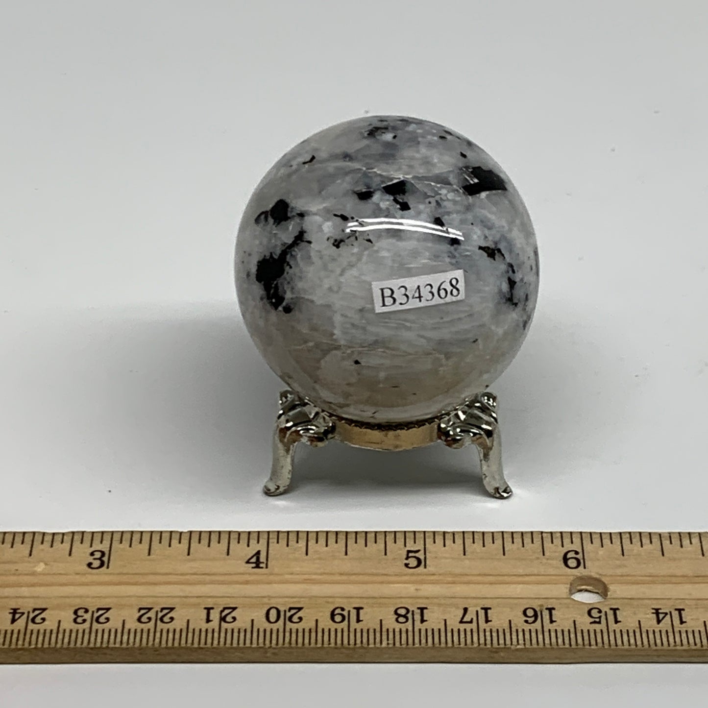 167.6g, 1.9"(49mm), Natural Rainbow Moonstone Sphere Ball Gemstone, B34368