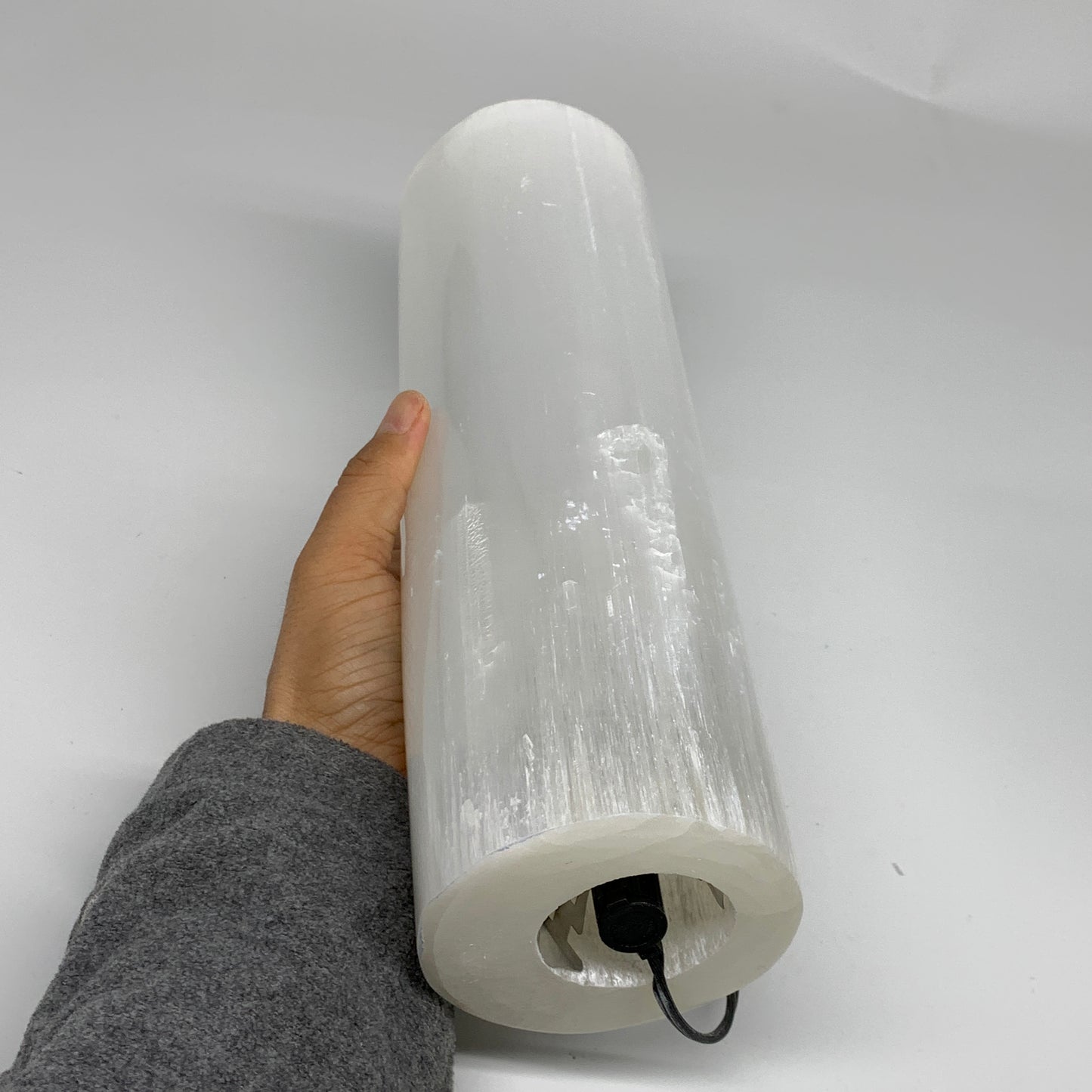 8.1 lbs, 11.5"x3.5" Cylinder Selenite (Satin Spar) Lamp Tower W/Chord, B35820