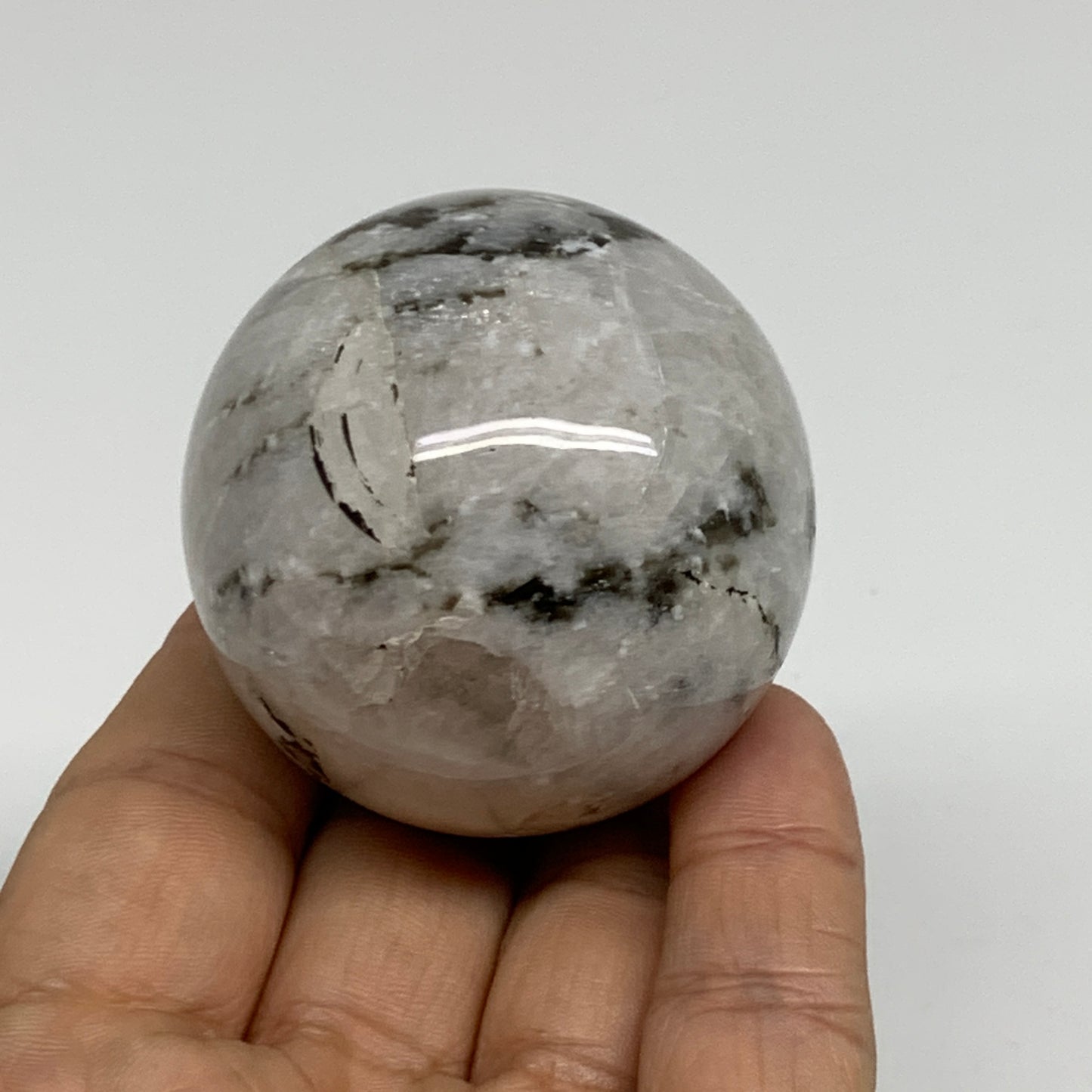 158.2g, 1.9"(48mm), Natural Rainbow Moonstone Sphere Ball Gemstone, B34369