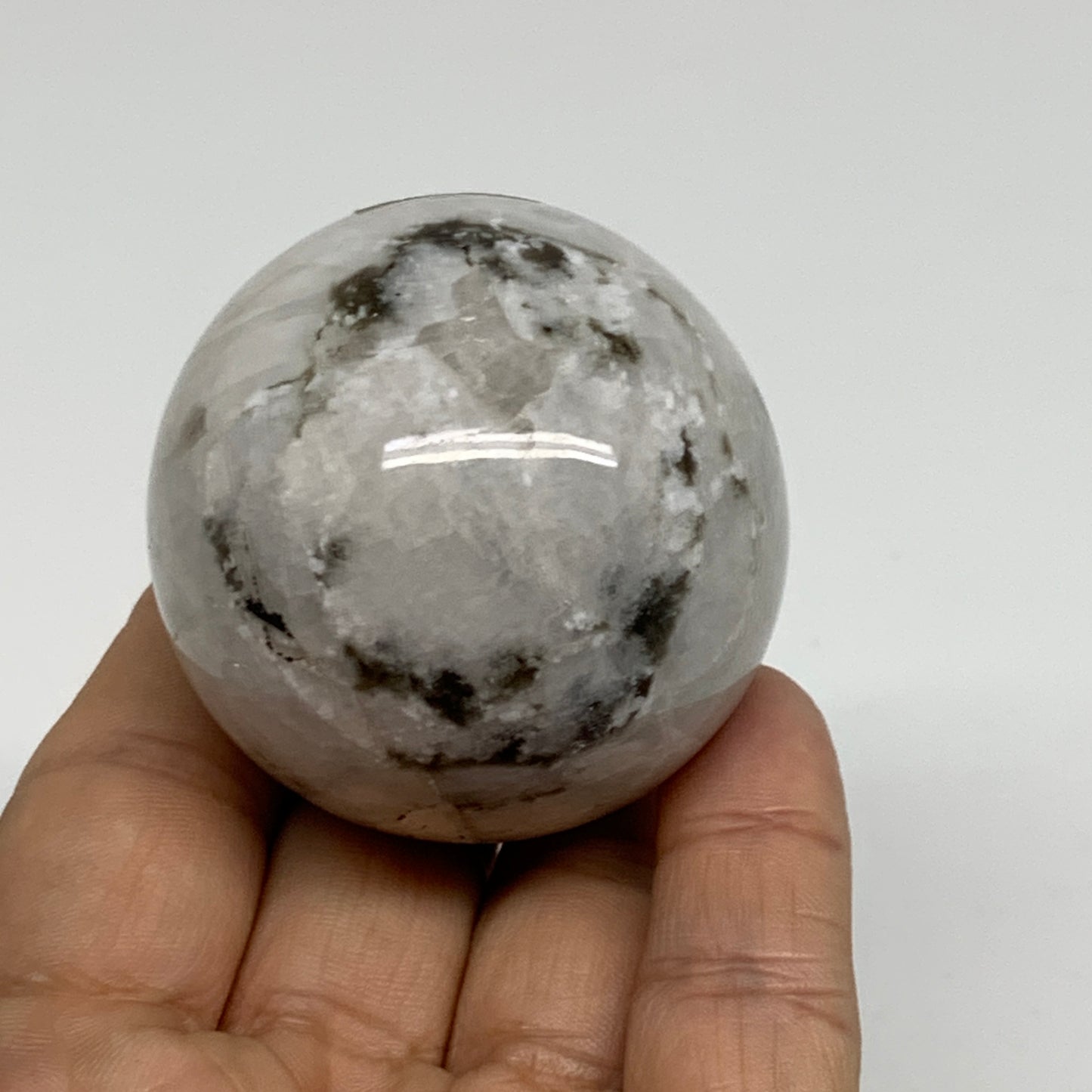 158.2g, 1.9"(48mm), Natural Rainbow Moonstone Sphere Ball Gemstone, B34369