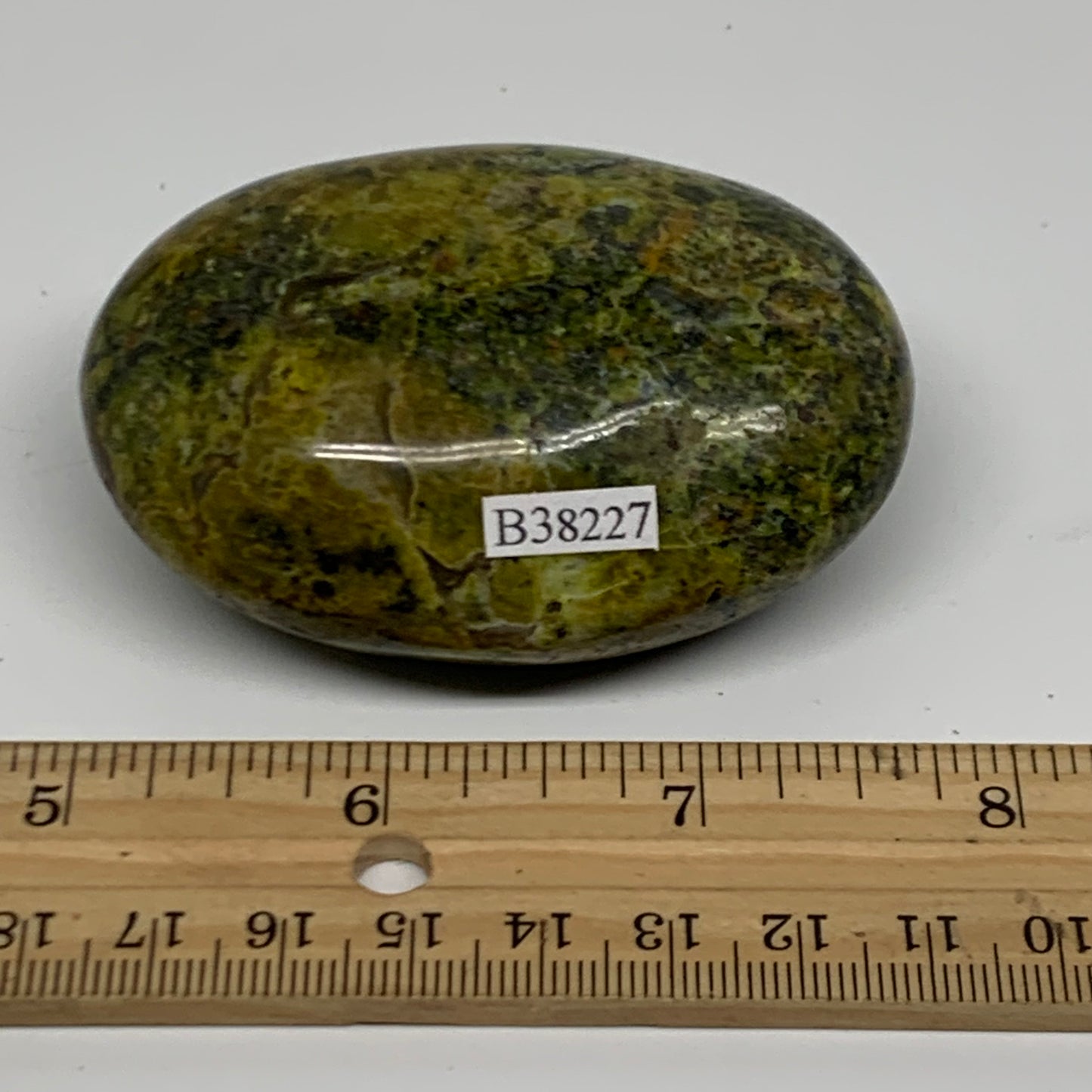 127.4g, 2.8"x1.9"x1.2", Green Opal Crystal PalmStone Polished Reiki, B38227