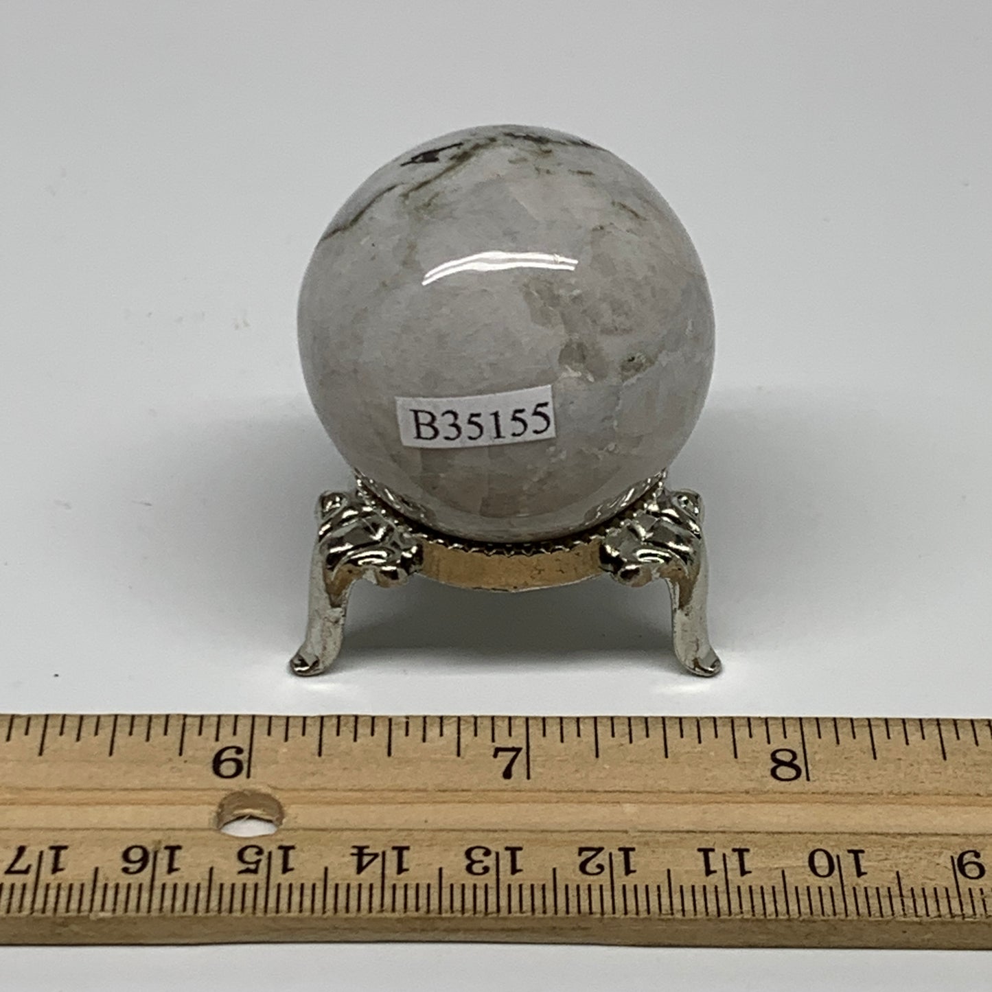 78.5g, 1.5"(38mm), Natural Rainbow Moonstone Sphere Ball Gemstone, B35155