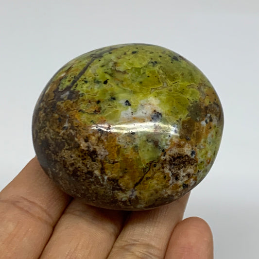 114.9g, 2.2"x2.1"x1.4", Green Opal Crystal PalmStone Polished Reiki, B38228