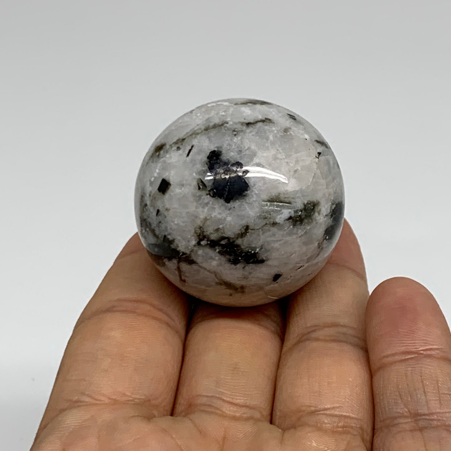 73.2g, 1.5"(38mm), Natural Rainbow Moonstone Sphere Ball Gemstone, B35156