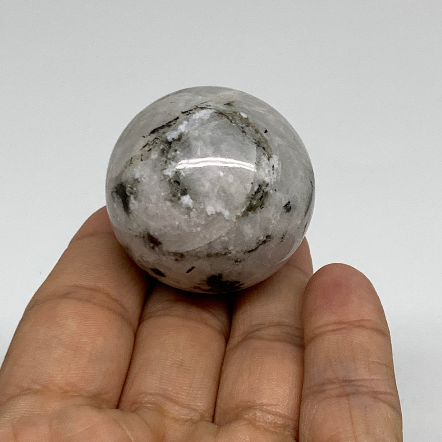 73.2g, 1.5"(38mm), Natural Rainbow Moonstone Sphere Ball Gemstone, B35156